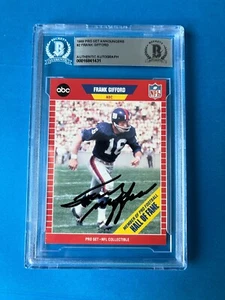 Frank Gifford HOF 1989 Pro Set Tarjeta de Novato Firmada Auto Beckett BAS Losa - Imagen 1 de 2