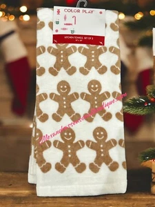 Gingerbread Cookies, Christmas Kitchen Towels Set Of Two 16 X 26 New - Picture 1 of 5