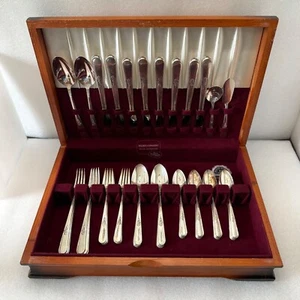 VTG 1940 Holmes & Edwards Youth Inlaid Silverplate 52 Pc Flatware w/ Case Box - Picture 1 of 24