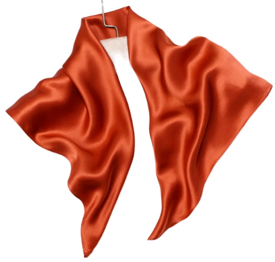 100% Silk 20" Square Scarf Women neckerchief Wrap solid color orange soft - Image 1 of 1