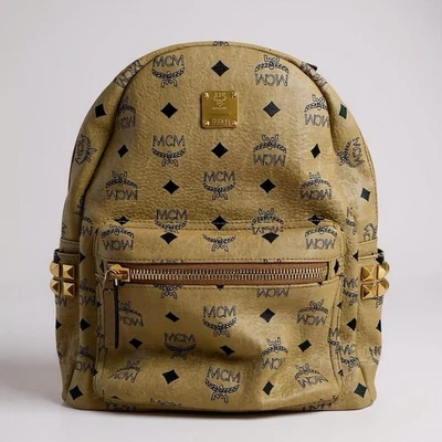 Mochila pequeña MCM Visetos con tachuelas laterales fuerte neutra Foto 1 de 4