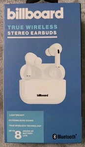 Billboard True Wireless Stereo Earbuds White Bluetooth Extreme Bass W Case - Picture 1 of 3