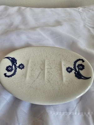Vintage Blue and White Floral Porcelain Soap Dish - Image 1 of 4