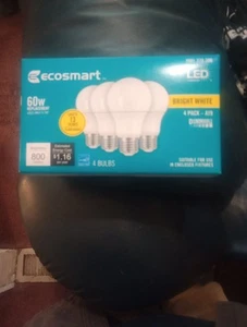 EcoSmart 60W Dimmable LED Light Bulbs Bright White 4Pack - Picture 1 of 2