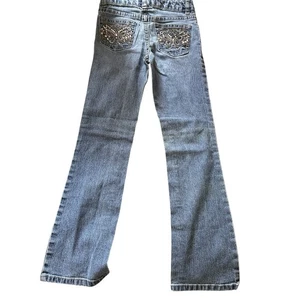 Arizona Jeans Flare Embellished Back Pockets Jeans Girl’s Children’s Size 8 Y2K - Picture 1 of 16