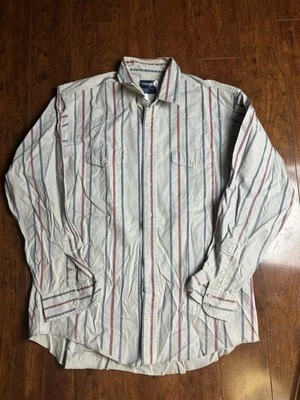 Vtg Wrangler Brush Popper Aztec Striped 90s Western Rodeo Cowboy 17 35 - Image 1 of 4