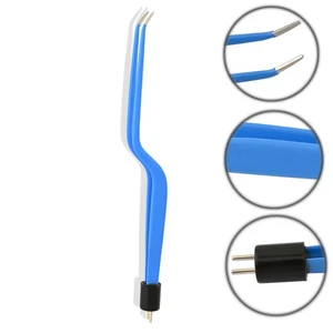 Non Stick Bipolar Forceps USA Fitting Bayonet 19cm Angled Up 1mm Reusable EL-121 - Picture 1 of 3