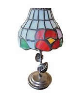 Stained Glass POPPY FLOWER Tealight Tiffany Style Candle Lamp 8 1/2”