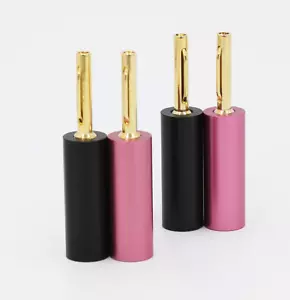 4 Stück vergoldete Bananenstecker, 5mm Audio Lautsprecher Stecker ohne Lötzinn - Bild 1 von 6