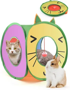 Pop up Cat Cube, Collapsible Cat Hideouts Play House Peek Too Cat Cave Tent - Picture 1 of 12