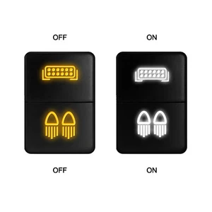 Dual Push Switch w/Lightbar and Driving Light For Toyota Fog DRL - 33mm x 22mm - Picture 1 of 7