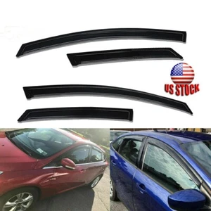 4X Window Visors Rain Guards Tape On For Ford Focus MKIII 2012-2019 4 Door Sedan - Foto 1 di 10