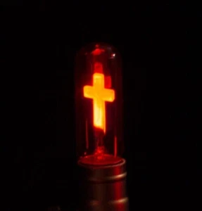 crucifix cross light bulb | aerolux |red e27 novelty lamp 220V - seconds stock! - Picture 1 of 1