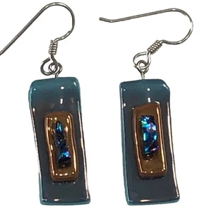 Pendientes de vidrio dicroico artesanales hechos a mano fusionados - Imagen 1 de 13