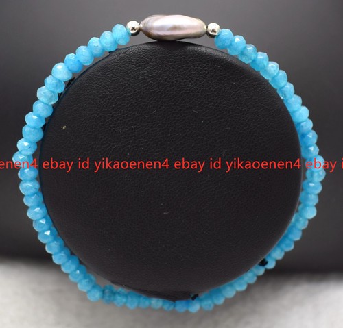 VALENTINO Bracciale Perla Moneta Naturale Rondelle Sfaccettata Blu Giada & Viola 2x4 mm 7 5 pollici