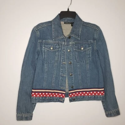 Chaqueta vaquera Willi Smith vintage nueva sin etiquetas para mujer mediana lunares azul única rara Foto 1 de 4
