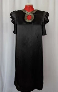 Pierre Cardin Vintage 60s Mod Space Age Silver Beaded Black Dress - Picture 1 of 5