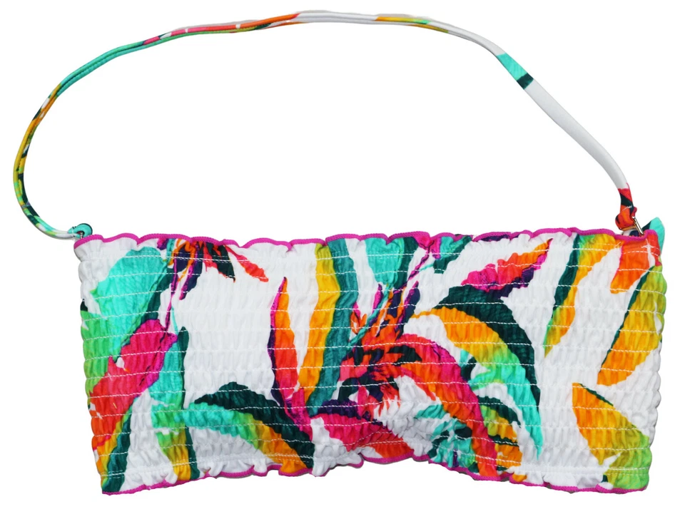 Top de Bikini Hula Miel Estampado Floral con Volantes Juniors Bandeau S Nuevo con Etiquetas Blanco Multi Foto 1 de 1