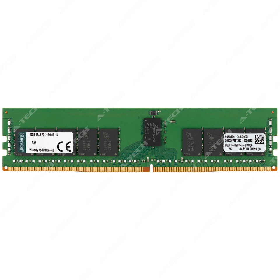 Kingston 16GB 2Rx8 PC4-2400 RDIMM DDR4-19200 ECC Registered Server Memory RAM 1x - Image 1 of 2