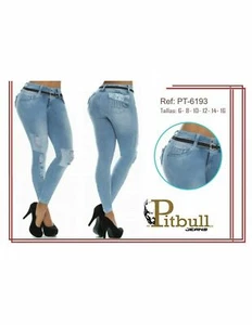 Women's Authentic Pitbull Jeans PT6193 Blue USA Size 3 Euro 36 New Colombian - Imagen 1 de 12
