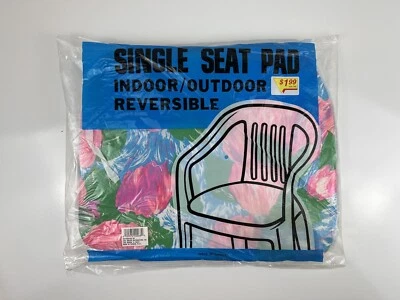Cojín de asiento individual vintage NOS interior/exterior estampado tropical floral 1 cojín de asiento Foto 1 de 4