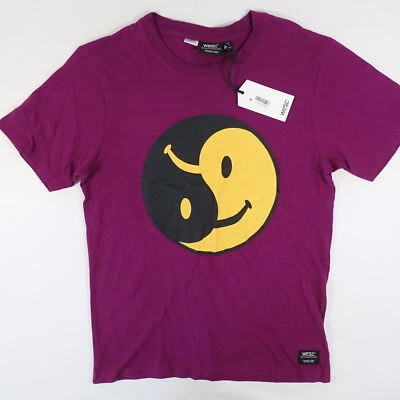 WESC MAGENTA PURPLE MEDIUM YIN AND YANG HAPPY SAD FACE ART TSHIRT MENS NWT NEW - Image 1 of 4