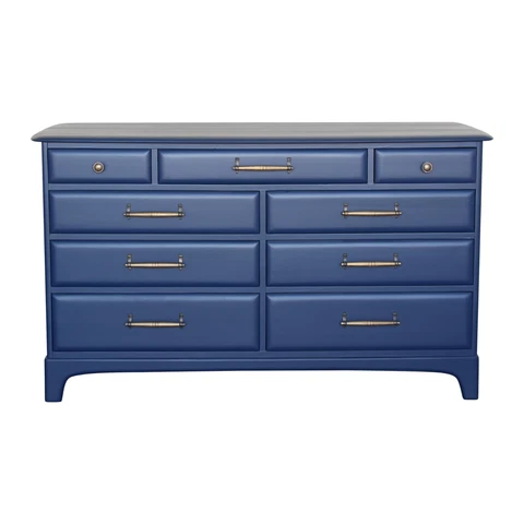 Mid Century Blue Dresser of Nine Drawers Cover
