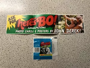 1981 Fleer Here's Bo 20" x 5" Bo Derek Advertising Poster + Wax Pack Wrapper - Picture 1 of 3