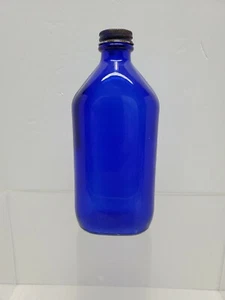 "GENUINO PHILLIPS EE. UU. Leche de Magnesia Medicina 7"" BOTELLA DE COBALTO, TAPA DE METAL" - Imagen 1 de 3