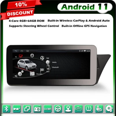 10.25" IPS DAB+ Android 11 Car Stereo GPS Sat Nav Radio for Audi A4 CarPlay WiFi - Image 1 of 4