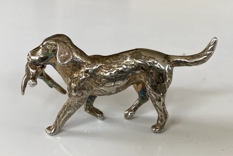 SOLID STERLING SILVER LABRADOR GUN DOG FIGURE MINIATURE 47.2 GRAM Cover
