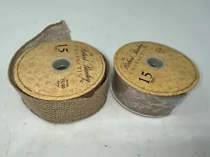 Nastro tela e pizzo Robert Stanley 1,5” x 15 piedi bordo floreale cablato 1 nuovo 1 usato - Foto 1 di 5