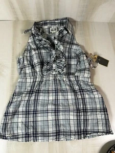 converse ine star woman’s blue plaid  sleeveless shirt Woman’s Size Small - Picture 1 of 6