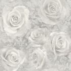 Arthouse Opera Reverie Rose Wallpaper Floral Damask - Silver Grey, Blush Pink