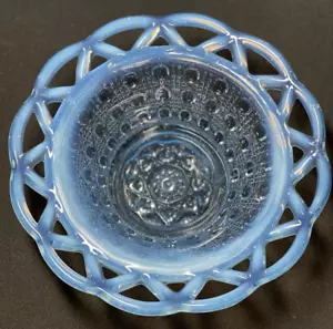 Fenton Imperial Opalescent Glass Blue Lace Edge Candy Dish Vintage - Picture 1 of 6