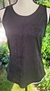 Feel The Piece Terre Jacobs Sz M/L Black Faux Suede Tank Top ~ Exposed Back Zip - Picture 1 of 3