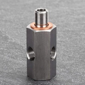 Sensor de presión de aceite BSPT de acero inoxidable de 1/8"" Tee a dos adaptador NPT línea de alimentación turbo - Imagen 1 de 8