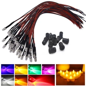 5mm Flickering LED Diodes 20cm 12V Pre-wired Red Yellow Clear Lens candle Light - Picture 1 of 12