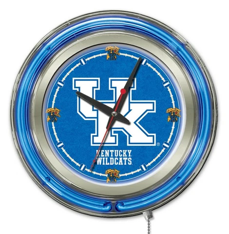 Kentucky Wildcats HBS Neon Blue "UK" College Battery Powered Wall Clock (15") Cover