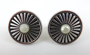 Vintage Herren Swank Silber Runde Speichen Rad Manschettenknöpfe - Bild 1 von 5