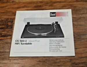 Dual CS 503-1 Audiophile Concept Turntable Record Player Instruction Manual - Picture 1 of 6