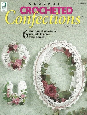 Crocheted Confections Crochet Cross Mini Heart Horseshoe Oval Scalloped BOOK - Image 1 of 2