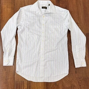 Donald Trump Signature Collection Long Sleeve Shirt Size 16 34/35 White Striped - Picture 1 of 9