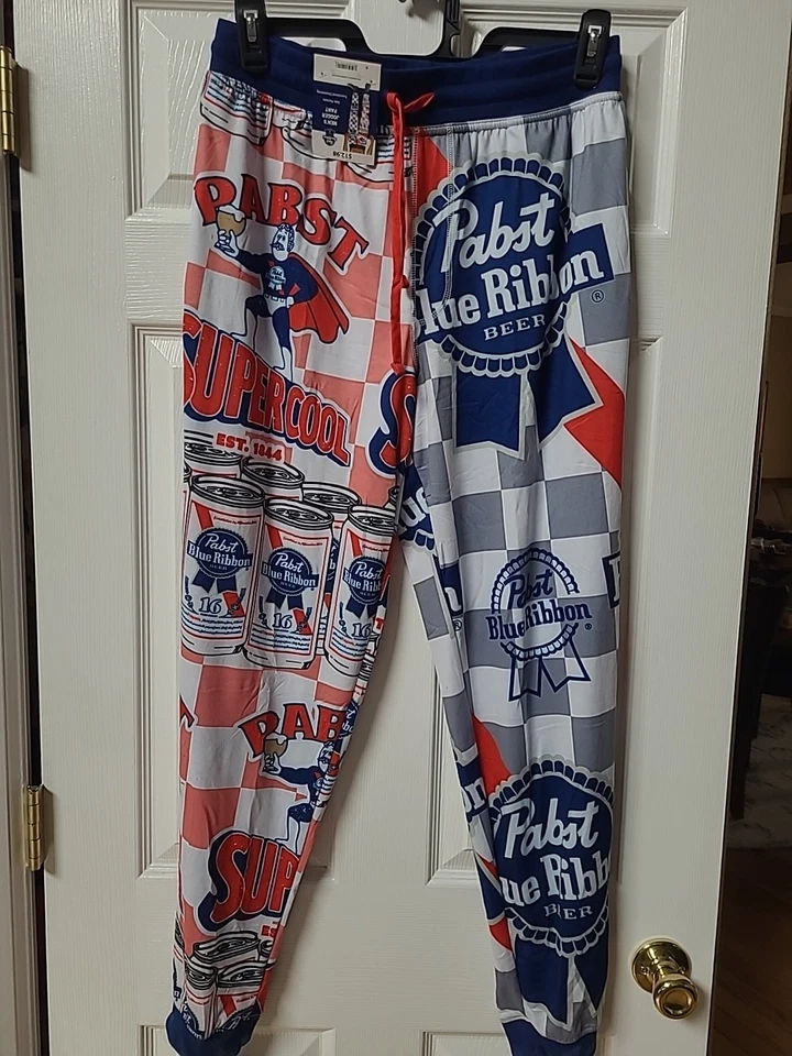 Mens Pajama Pants Lounge Pabst Blue Ribbon Size Medium Sleep Jogger Bottoms PBR