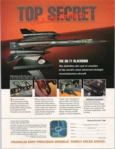 Franklin Mint SR-71 Blackbird Die-Cast Model Print Ad 1998 - Picture 1 of 1