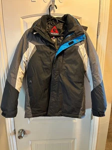 Gerry Jacket Sive 14/16 Hooded Full Zip Coat Black Grey White VG Condition - Picture 1 of 7