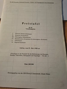 Deutsche Bundesbahn - Tfv 602 - Preistafel für die Versuchsangebote - 1988 - Bild 1 von 1