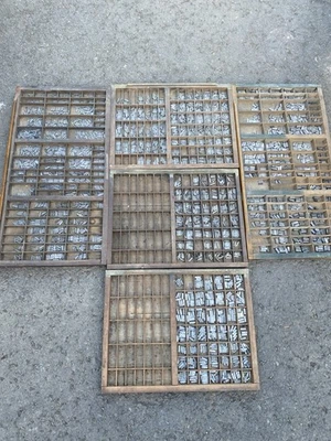 Vintage / Antique Lot Metal Letters & Numbers Printing Press Type Blocks READ - Image 1 of 4
