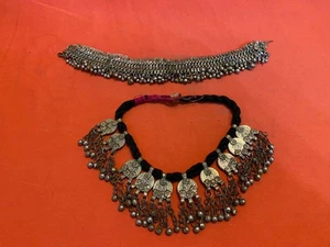 ANTIQUE OLD ALBANIA HEAD ORNAMENT WITH GEMES DECORATED FOLK WEAR #9966 DOUBLE - Picture 1 of 6