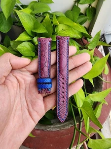 Size 20/18 mm Purple Genuine  Ostrich Leather Skin Watch Strap Band- CURVED END - Picture 1 of 10
